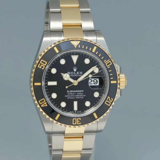 2022 NEW PAPERS Rolex 126613LN Submariner 41mm Black Two Tone Gold Steel Watch
