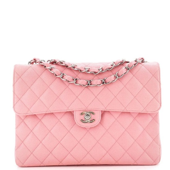 Chanel Classic Single Flap Bag Quilted Caviar Jumbo