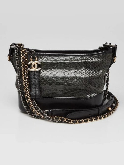 Chanel Black/Grey Python Small Gabrielle Hobo Bag