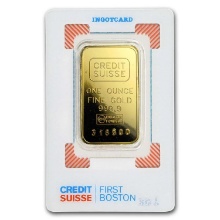 Auction photo of 1 oz Gold Bar - Credit Suisse (Boston, Vintage Assay)