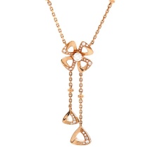 Bvlgari Fiorever Drop Pendant Necklace 18K Rose Gold and Diamonds