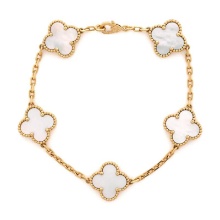 Van Cleef & Arpels Vintage Alhambra 5 Motifs Bracelet 18K Yellow Gold and Mother