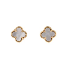 Van Cleef & Arpels Sweet Alhambra Stud Earrings 18K Yellow Gold and Mother of