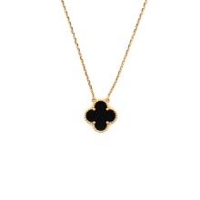Van Cleef & Arpels Vintage Alhambra Pendant Necklace 18K Yellow Gold and Onyx