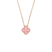 Van Cleef & Arpels Vintage Alhambra Pendant Necklace 18K Rose Gold and Pink