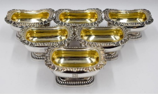 Important Set of 6 Rebecca Eames & Edward Barnard Sterling Silver Salts 1826