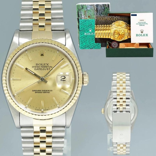 1991 PAPERS Rolex DateJust 16233 Two-Tone Yellow Gold 36mm Champagne Jubilee