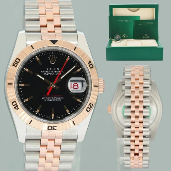 2005 Rolex DateJust Turn-O-Graph 116261 Rose Gold Two Tone Steel Black Jubilee