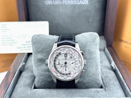 Girard Perregaux World Time Chrono WW.TC 49805 43mm White Dial Steel Box Paper