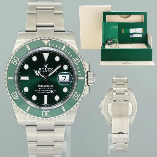 MINT 2019 PAPERS Rolex Submariner Hulk 116610LV Green Dial Ceramic Watch Box