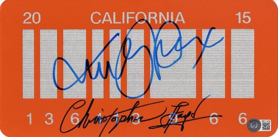 Michael J Fox Christopher Lloyd Signed Auto Back To The Future License Plate BAS