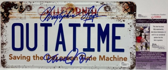 MICHAEL J. FOX C. LLOYD Autograph License Plate Back to the Future JSA COA
