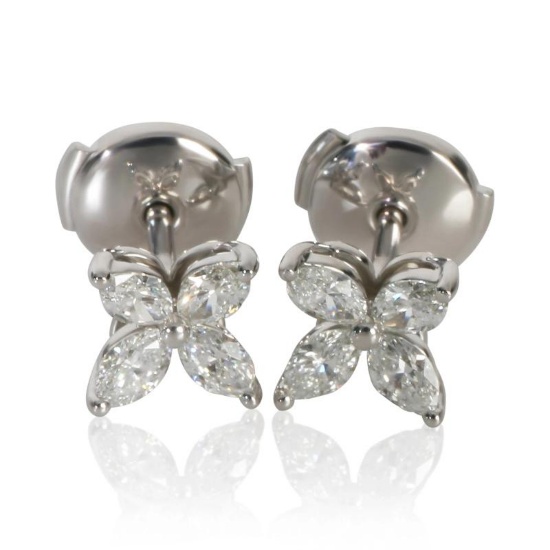 Tiffany & Co. Platinum Diamond Small Model Victoria Earrings