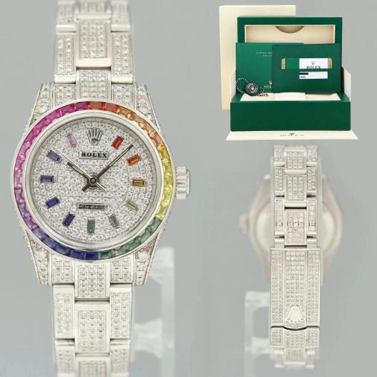 PAPERS DIAMOND SAPPHIRE Rolex Oyster Perpetual 26mm Diamond Dial 176200 Watch