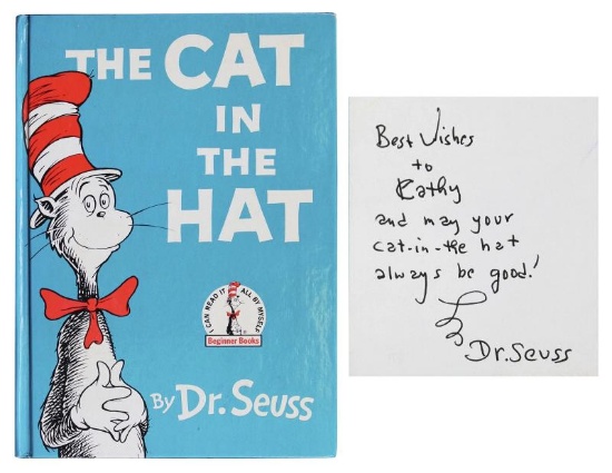 Dr. Seuss "Best Wishes" Signed The Cat in the Hat Hardcover Book BAS #AE13957