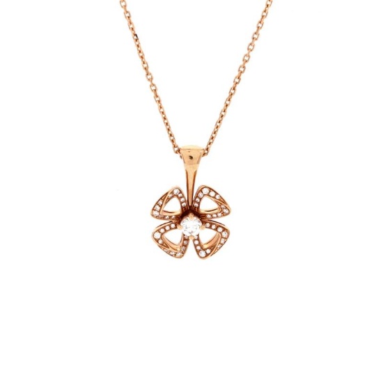 Bvlgari Fiorever Pendant Necklace 18K Rose Gold with Diamonds