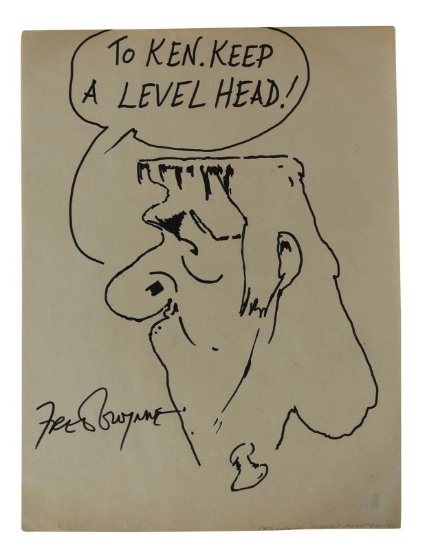 Fred Gwynne Authentic Signed 8.25x11 Herman Munster Sketch BAS #C54783
