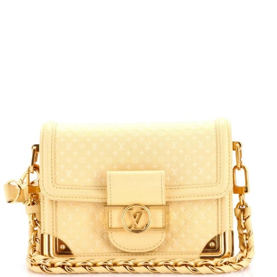 Louis Vuitton Dauphine Shoulder Bag Nanogram Embossed Leather Mini