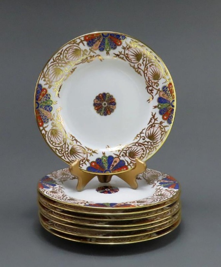 Beautiful Set 8 Antique Spode Copeland Imari Fan Dinner Plates Great Condition