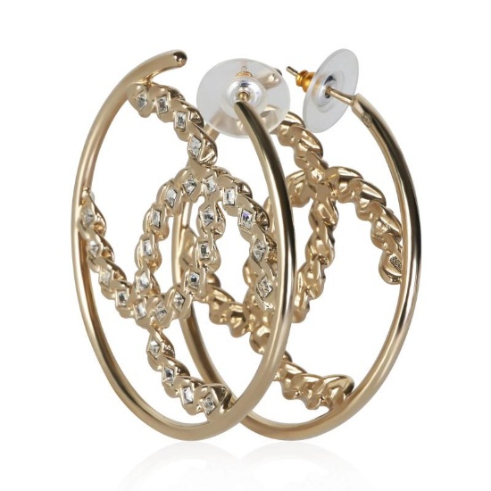 Chanel Gold-Plated 2020 Large CC Hoop Earrings