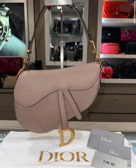 Christian Dior Taupe Saddle Bag (2023)