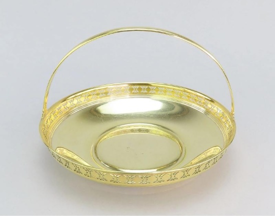 Superb Tiffany Co Gilt Sterling Silver Gold Vermeil Pierced Rim Basket Bowl