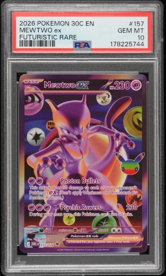2026 POKEMON 30C EN-30TH CELEBRATION FUTURISTIC RARE #157 MEWTWO EX PSA 10
