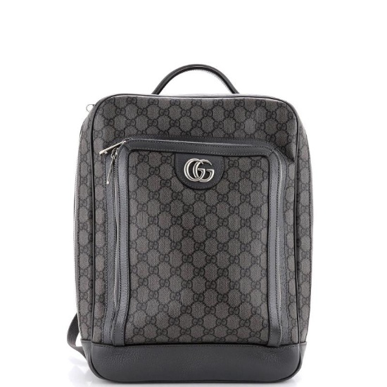 Gucci Ophidia Front Zip Pocket Backpack GG Coated Canvas Medium