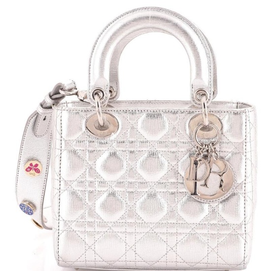 Christian Dior My ABCDior Lady Dior Bag Metallic Cannage Quilt Leather