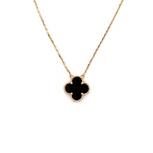 Van Cleef & Arpels Vintage Alhambra Pendant Necklace 18K Yellow Gold and Onyx