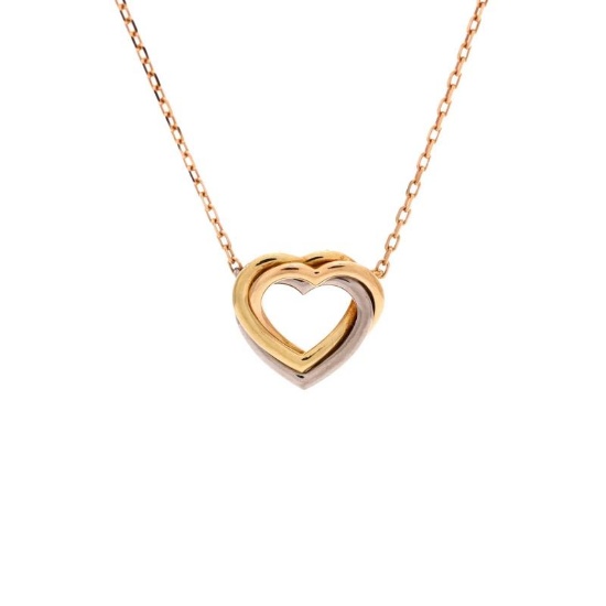 Cartier Trinity Heart Pendant Necklace 18K Tricolor Gold