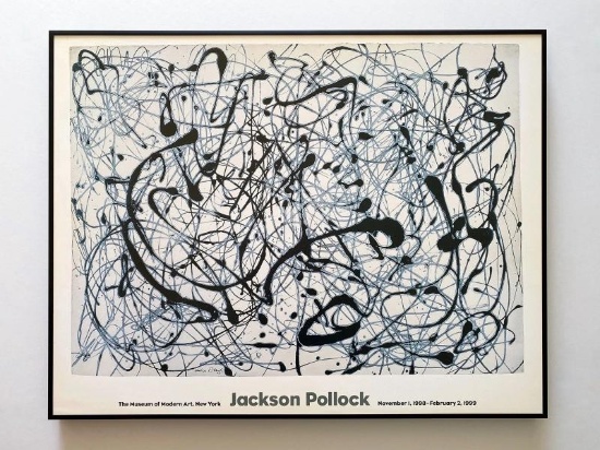 JACKSON POLLOCK RARE 1998 LITHOGRAPH PRINT FRAMED EXHIBITION POSTER " #14 " 1948