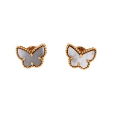 Van Cleef & Arpels Sweet Alhambra Butterfly Stud Earrings 18K Yellow Gold
