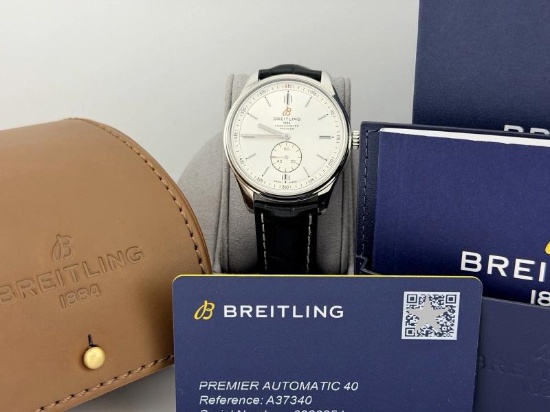 Breitling Premier Automatic A37340 40mm Silver Dial Stainless Steel Box Paper