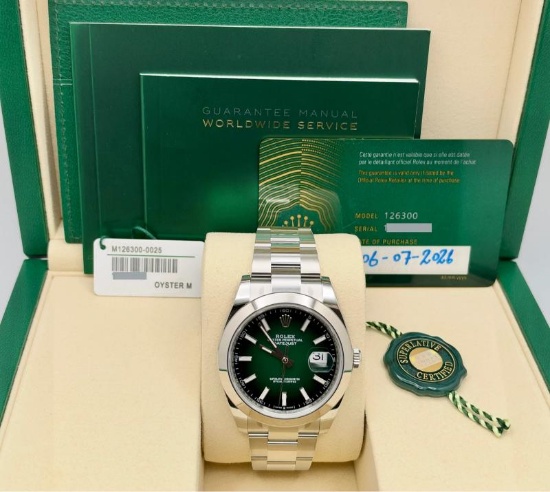 NEW 2026 Rolex Datejust 41 126300 Green OmbrÃƒÂ© Dial Stainless Steel Box Papers