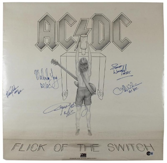 AC/DC (5) Angus, Malcolm, Johnson, Wright, Williams Signed Poster BAS #AD64154