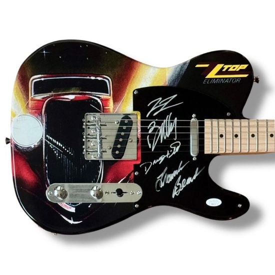 ZZ Top Signed Guitar Custom JSA COA Billy Gibbons Dusty Hill Frank Beard ALL 3!