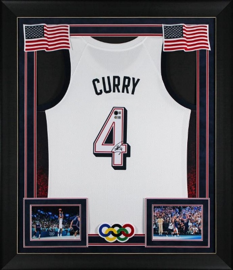Stephen Curry Signed Framed Team USA White Nike Swingman Jersey (Beckett)