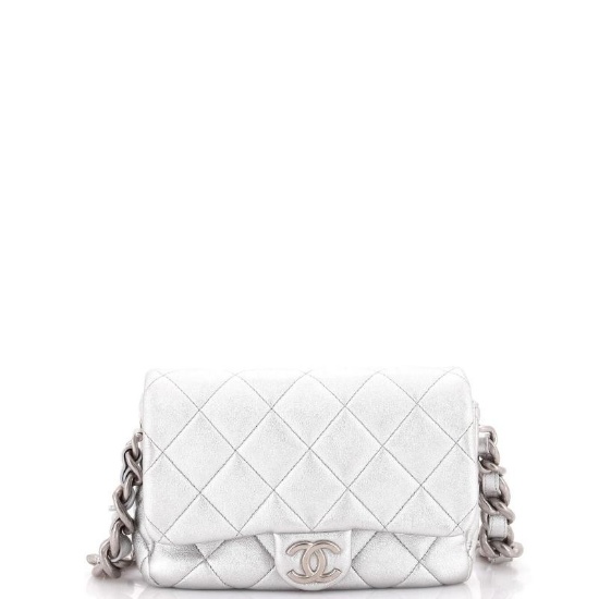 Chanel Lacquered CC Flap Bag Quilted Metallic Lambskin Mini