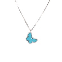 Van Cleef & Arpels Sweet Alhambra Butterfly Pendant Necklace 18K White Gold