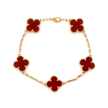 Van Cleef & Arpels Vintage Alhambra 5 Motifs Bracelet 18K Yellow Gold