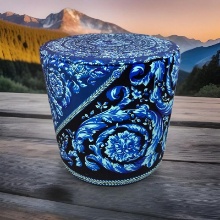 Amazing Custom Made Atelier Versace Blue Black Round Ottoman One Of Kind
