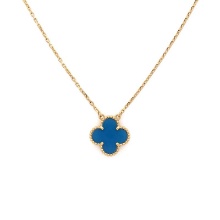 Van Cleef & Arpels Vintage Alhambra Pendant Necklace 18K Yellow Gold and Agate