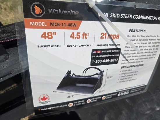 Unused 2026/2025 Mini Skid Steer Combination Bucket Attachment - Width 48"