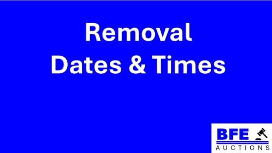 Removal Times - Saturday April 25th after conclusion of auction until 5pm,