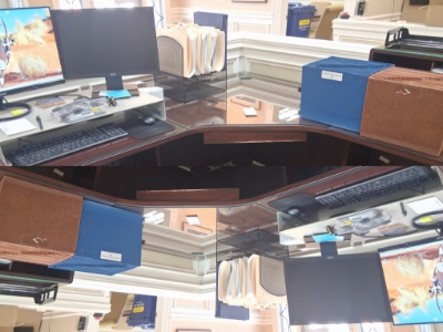 L shaped glass top desk