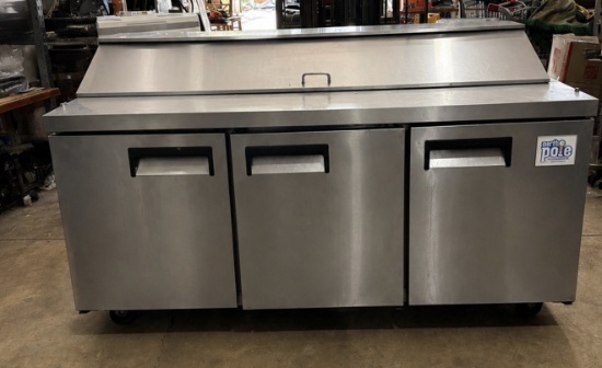 True 3-Door Commercial Pizza Prep Table Refrigerator – Stainless Steel Sandwich Prep Cooler