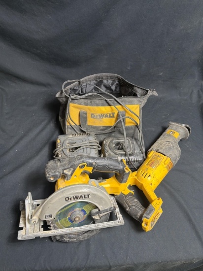 Dewalt tools. 2 18v charges. 20v max circular saw