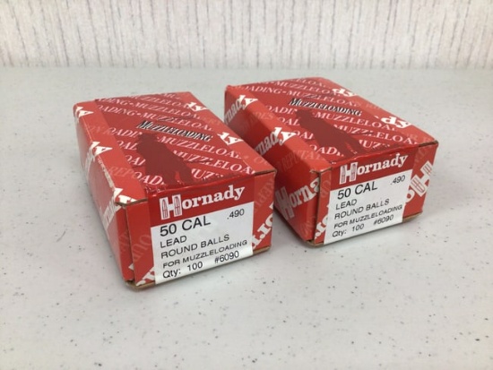 50 caliber lead balls , 100 per box