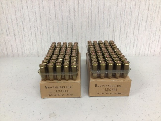9mm Parrabellum Luger ammo, 100 rounds